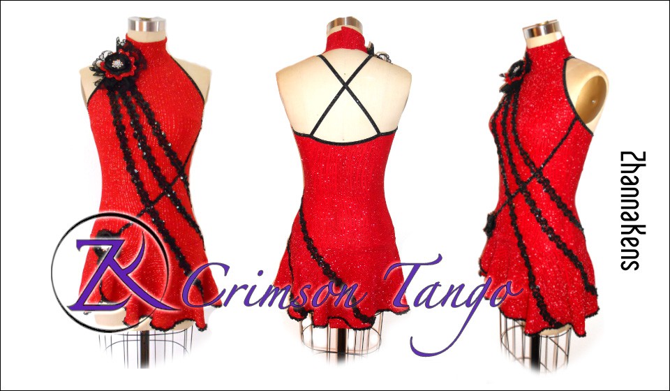 red tango ice skating dress for girls
